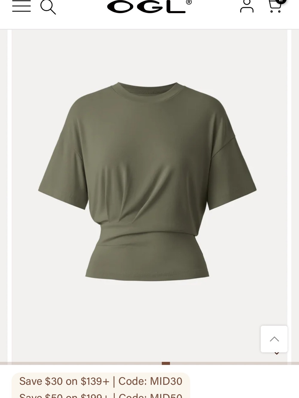 OGL Olive Green Cinch-Waist Short Sleeve Tee